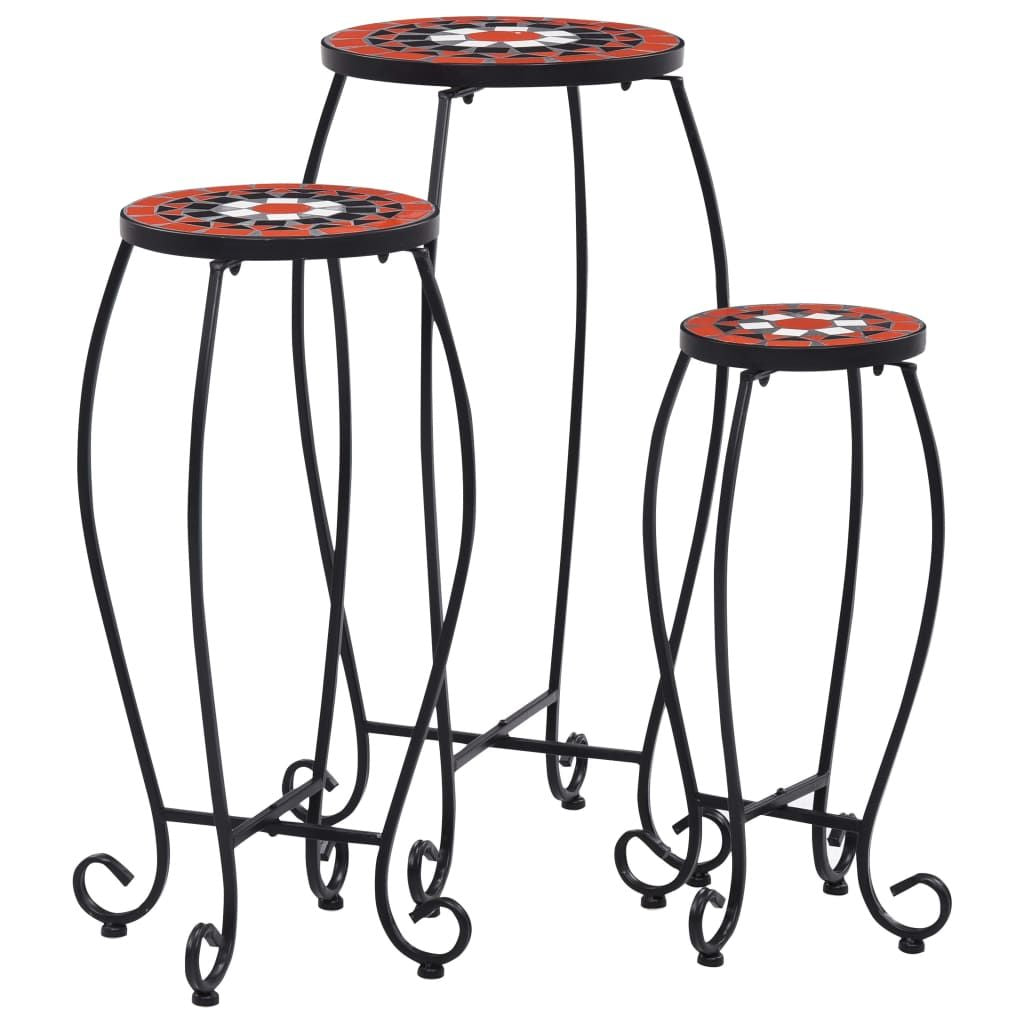 Mosaic Tables 3 pcs Terracotta and White Ceramic image 1