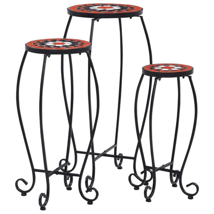 Mosaic Tables 3 pcs Terracotta and White Ceramic image 1