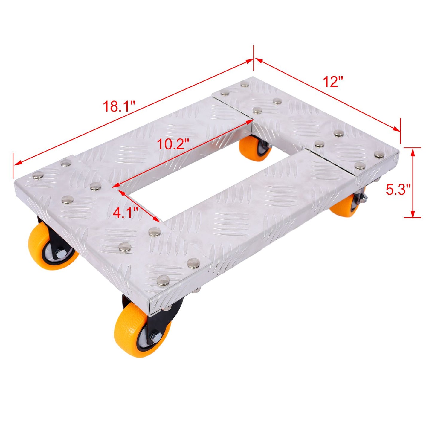 Movers Dolly Heavy Duty Furniture Dolly Trolley Cart 18''x12'' Aluminum Frame with 3'' TPU Professional Casters with Bra image 6