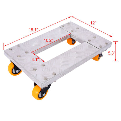 Movers Dolly Heavy Duty Furniture Dolly Trolley Cart 18''x12'' Aluminum Frame with 3'' TPU Professional Casters with Bra image 6