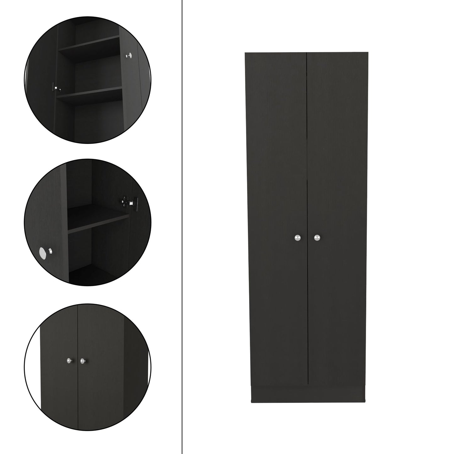 Multistorage Cabinet 71" H, Two Doors, Five Internal Shelves, Black image 6