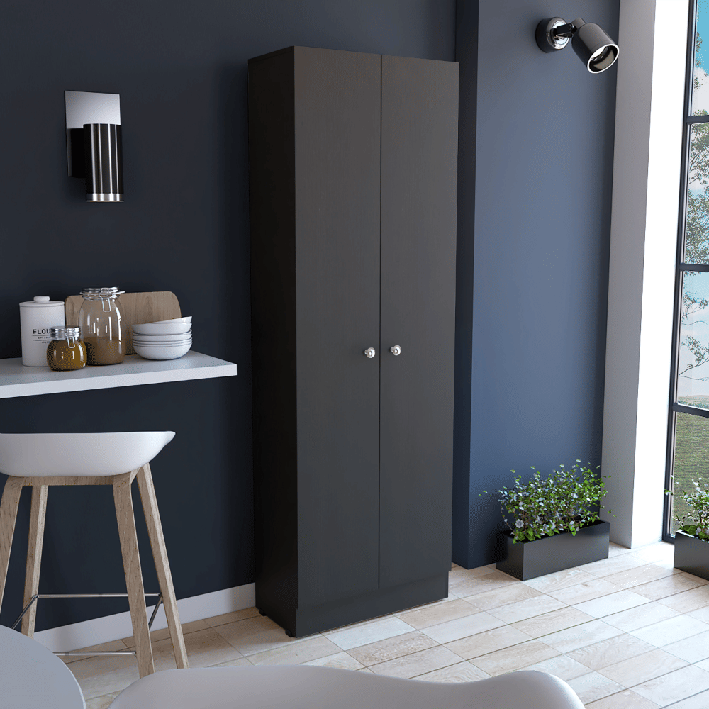Multistorage Cabinet 71" H, Two Doors, Five Internal Shelves, Black image 1