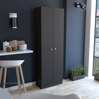 Multistorage Cabinet 71" H, Two Doors, Five Internal Shelves, Black image 1