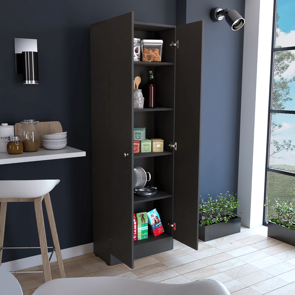 Multistorage Cabinet 71" H, Two Doors, Five Internal Shelves, Black image 2