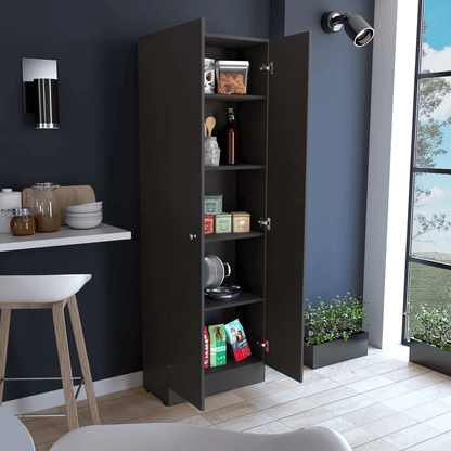Multistorage Cabinet 71" H, Two Doors, Five Internal Shelves, Black image 2
