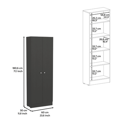 Multistorage Cabinet 71" H, Two Doors, Five Internal Shelves, Black image 7