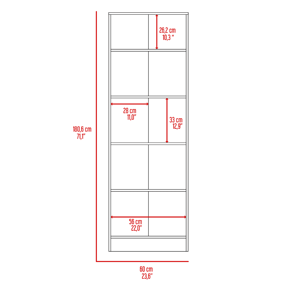 Multistorage Cabinet 71" H, Two Doors, Five Internal Shelves, Carbon Espresso / Black image 6