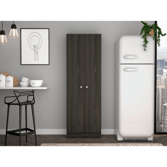 Multistorage Cabinet 71" H Two Doors Five Shelves Carbon Espresso Black - Front View