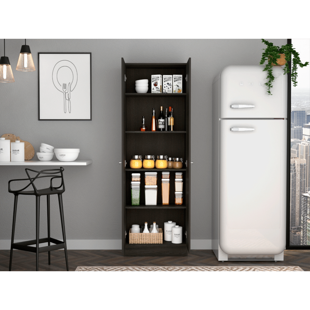 Multistorage Cabinet 71" H, Two Doors, Five Internal Shelves, Carbon Espresso / Black image 2