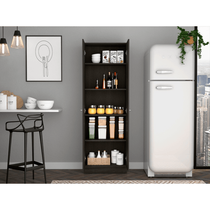 Multistorage Cabinet 71" H, Two Doors, Five Internal Shelves, Carbon Espresso / Black image 2