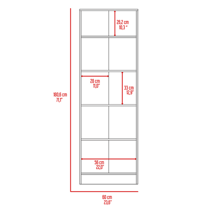 Multistorage Cabinet 71" H, Two Doors, Five Internal Shelves, Light Oak / Black image 6