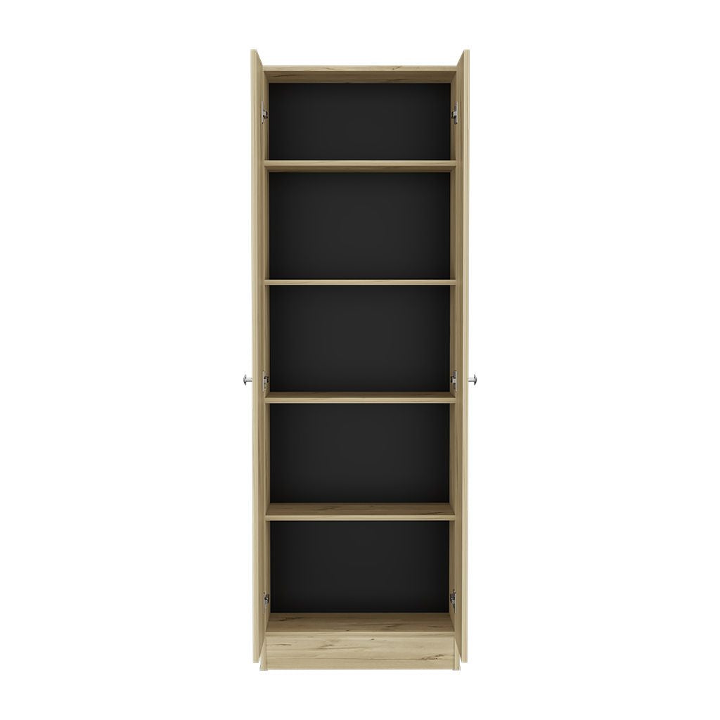 Multistorage Cabinet 71" H, Two Doors, Five Internal Shelves, Light Oak / Black image 4