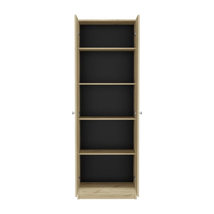 Multistorage Cabinet 71" H, Two Doors, Five Internal Shelves, Light Oak / Black image 4