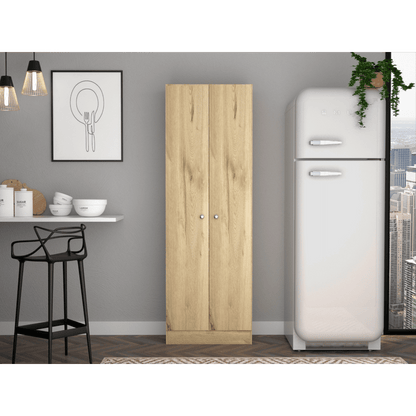 Multistorage Cabinet 71" H, Two Doors, Five Internal Shelves, Light Oak / Black image 1