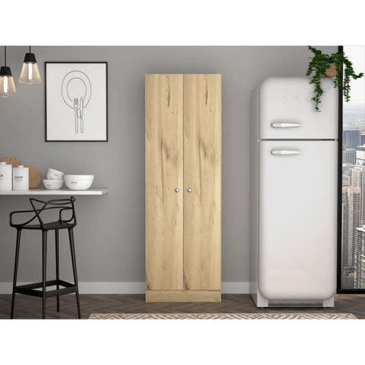 Multistorage Cabinet 71" H, Two Doors, Five Internal Shelves, Light Oak / Black image 1