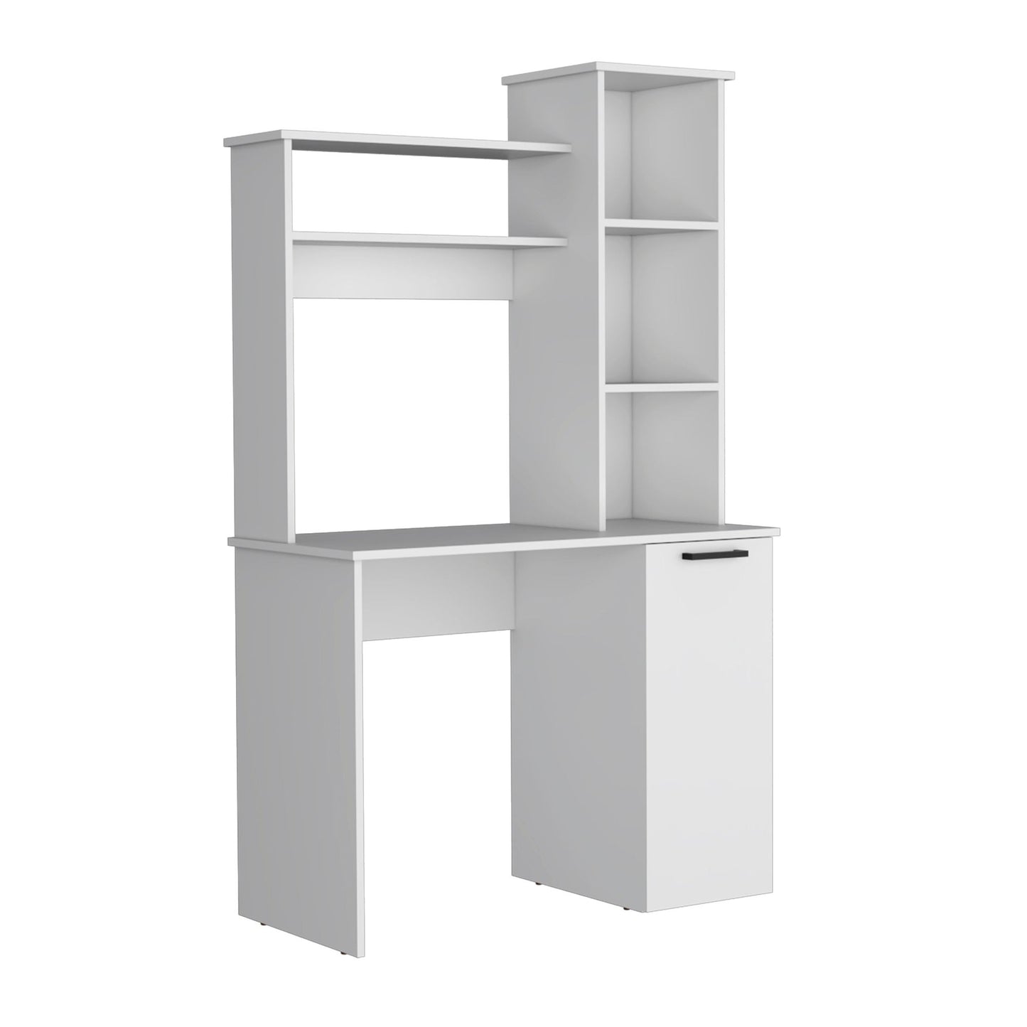 Muncy Computer Desk with Ample Work Surface, Hutch Storage and Single Door Cabinet with 3-Tier Shelves, Black image 4