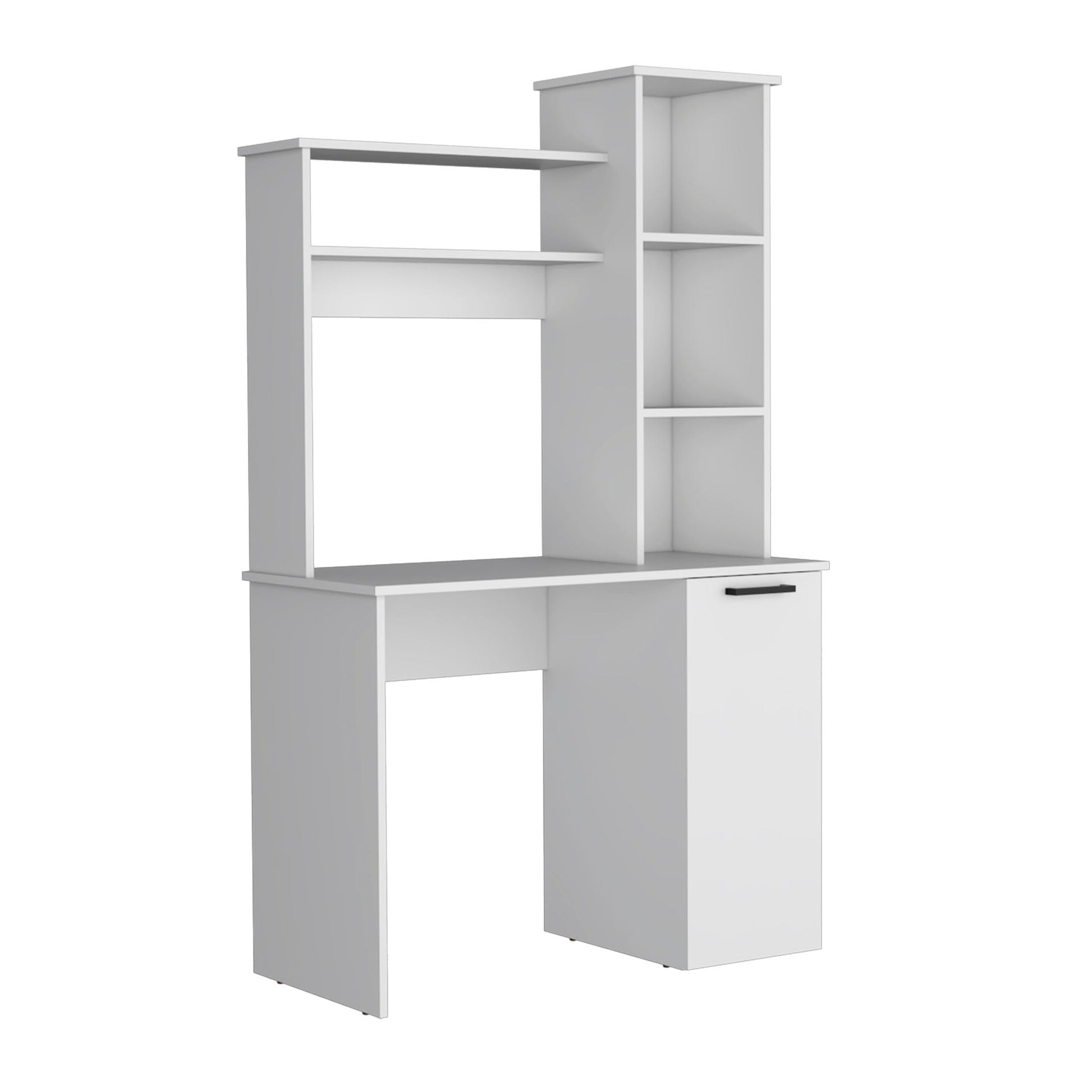 Muncy Computer Desk with Ample Work Surface, Hutch Storage and Single Door Cabinet with 3-Tier Shelves, Black image 4