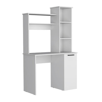 Muncy Computer Desk with Ample Work Surface, Hutch Storage and Single Door Cabinet with 3-Tier Shelves, Black image 4