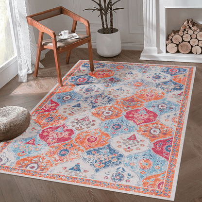 Naar 6x9 Cream Area Rugs, Washable Rug, Low-Pile, Non-Slip, Non-Shedding, Foldable, Kid & Pet Friendly - Area Rugs for l image 1