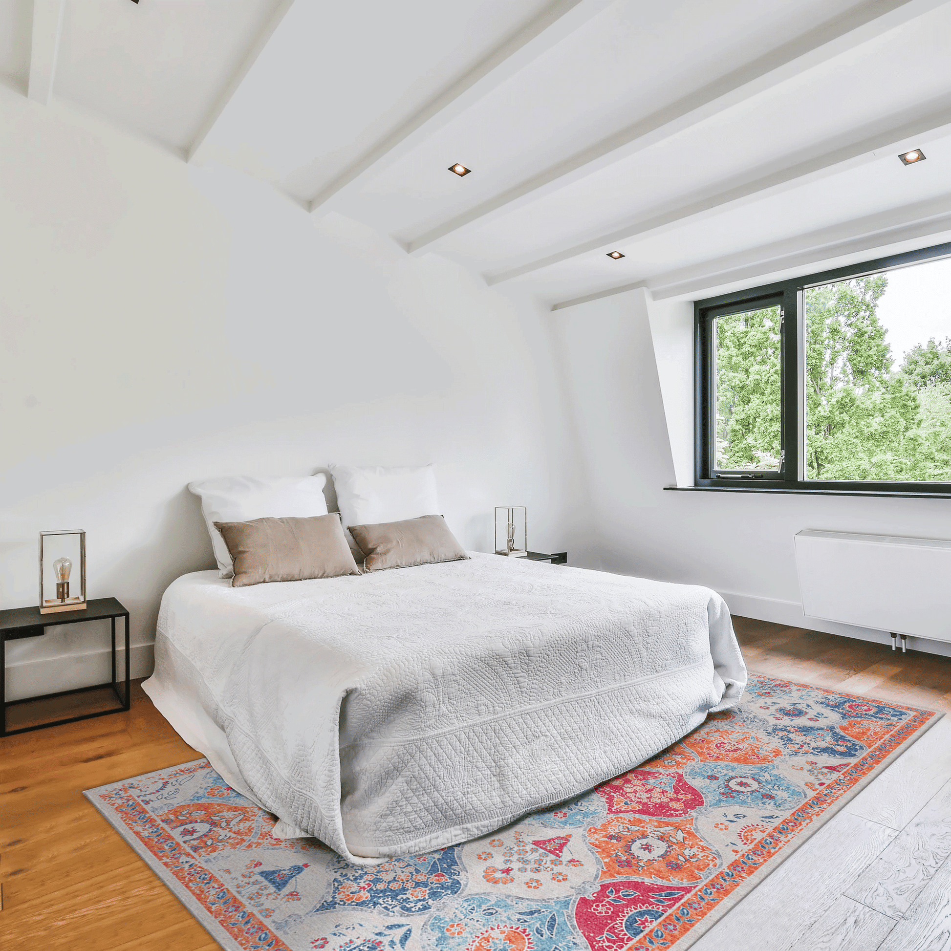Naar 6x9 Cream Area Rugs, Washable Rug, Low-Pile, Non-Slip, Non-Shedding, Foldable, Kid & Pet Friendly - Area Rugs for l image 3