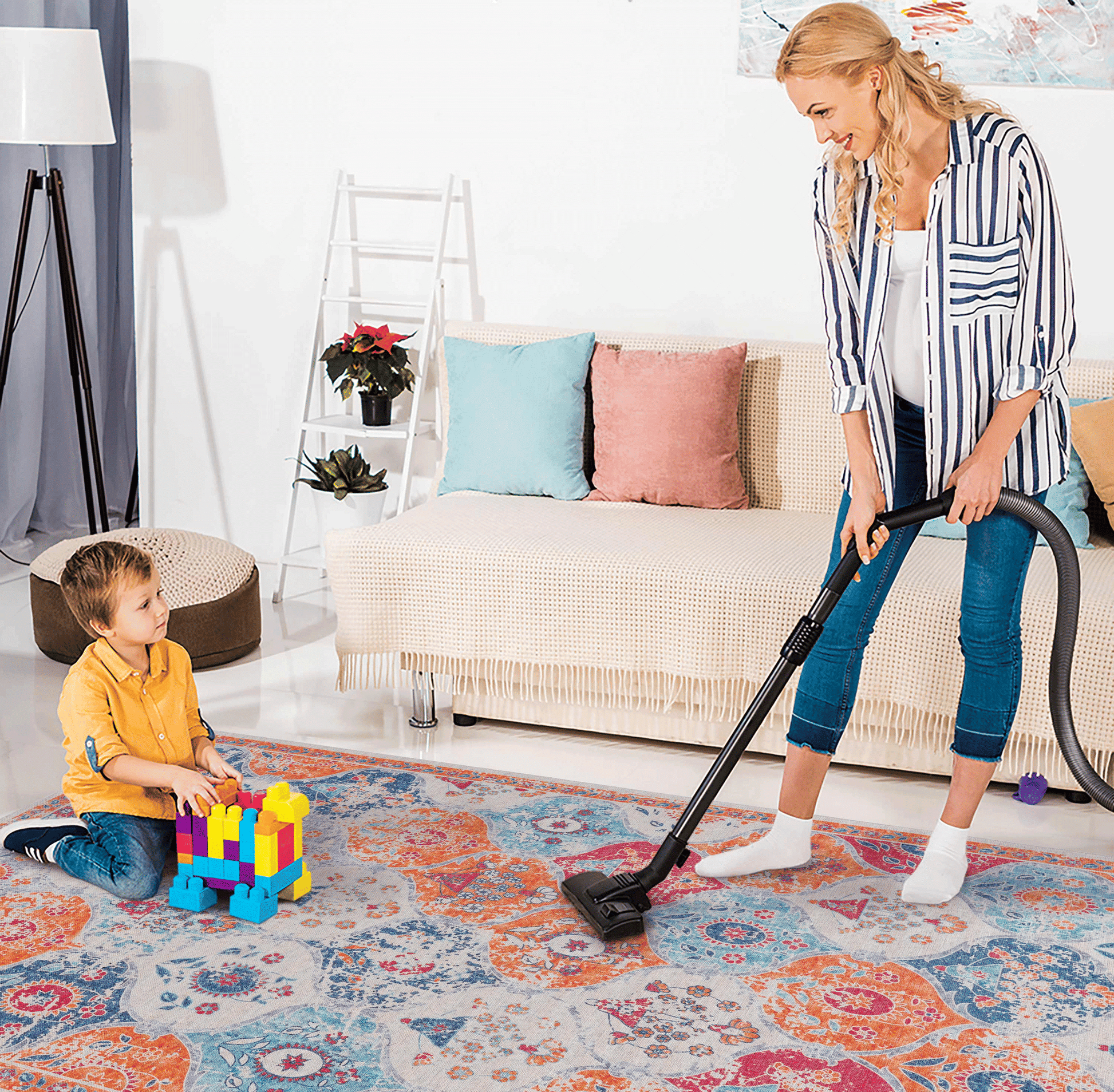 Naar 6x9 Cream Area Rugs, Washable Rug, Low-Pile, Non-Slip, Non-Shedding, Foldable, Kid & Pet Friendly - Area Rugs for l image 5