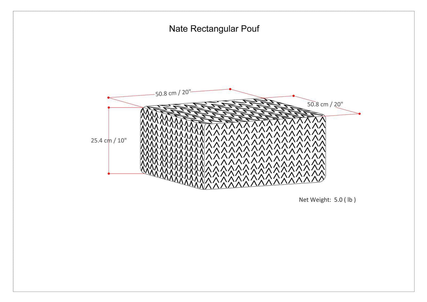 Nate - Square Pouf - Patterned Grey Melange image 5