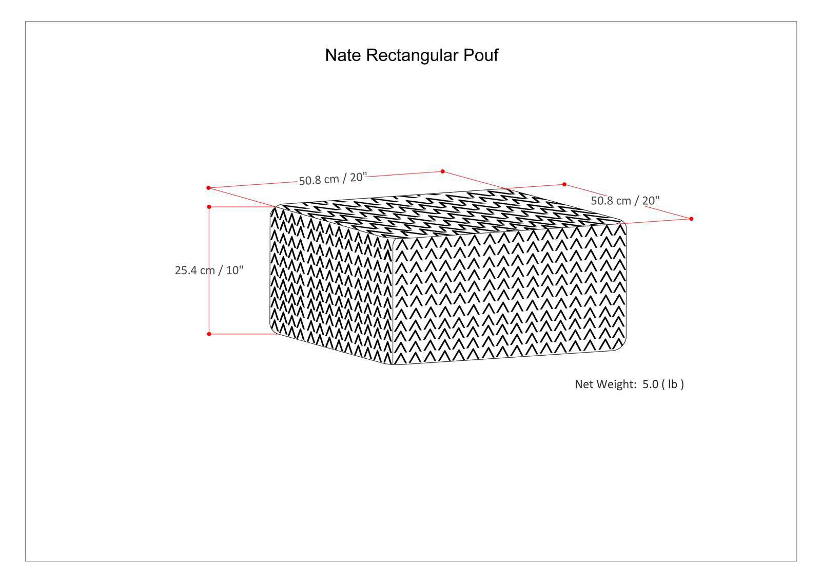 Nate - Square Pouf - Patterned Grey Melange image 5