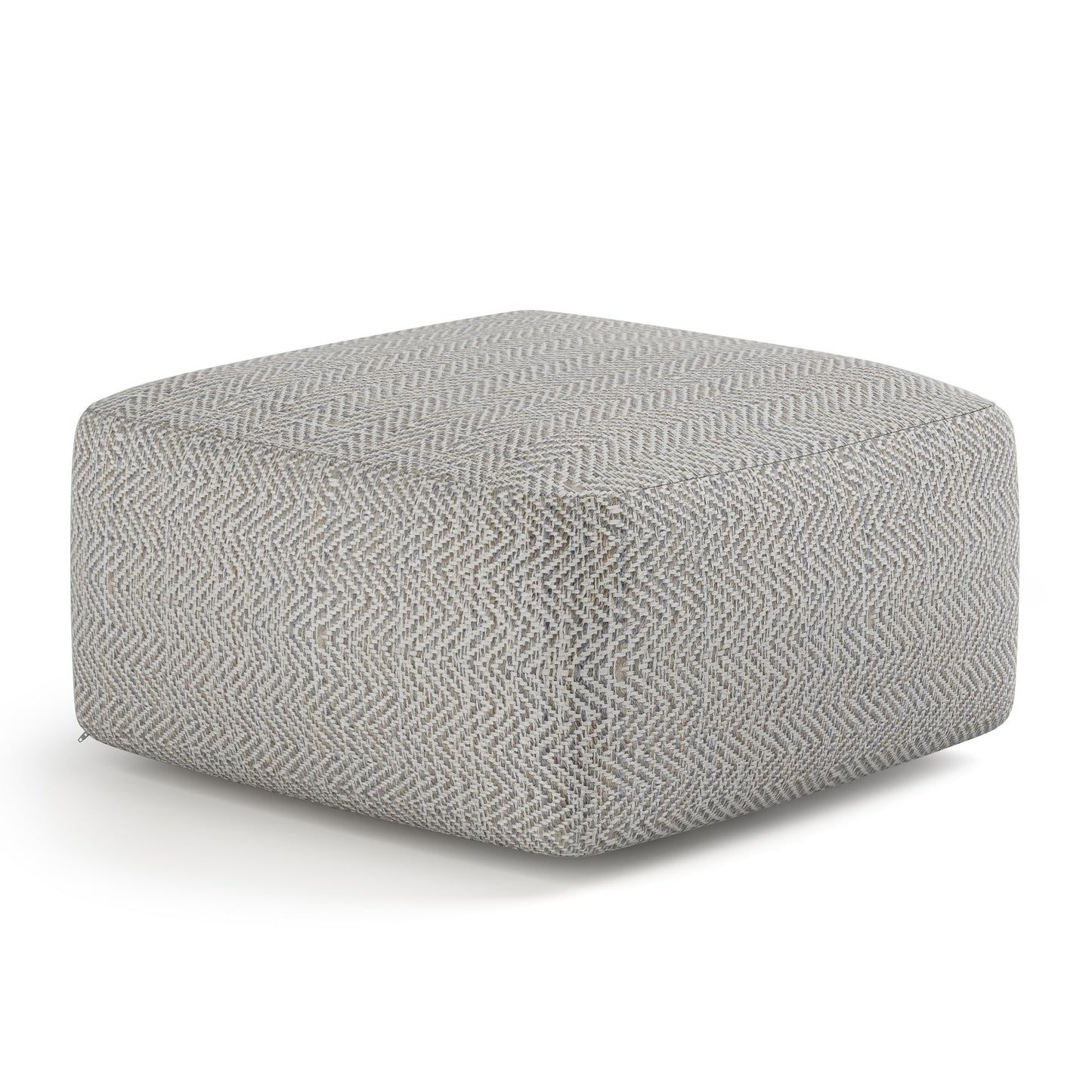Nate - Square Pouf - Patterned Grey Melange image 1