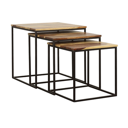 Natural and Black 3-piece Nesting Table image 2