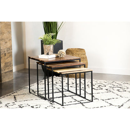 Natural and Black 3-piece Nesting Table image 1