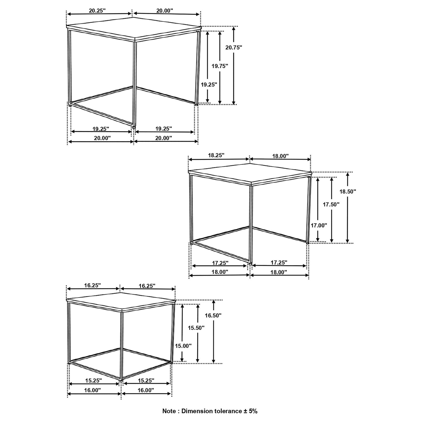 Natural and Black 3-piece Nesting Table image 7