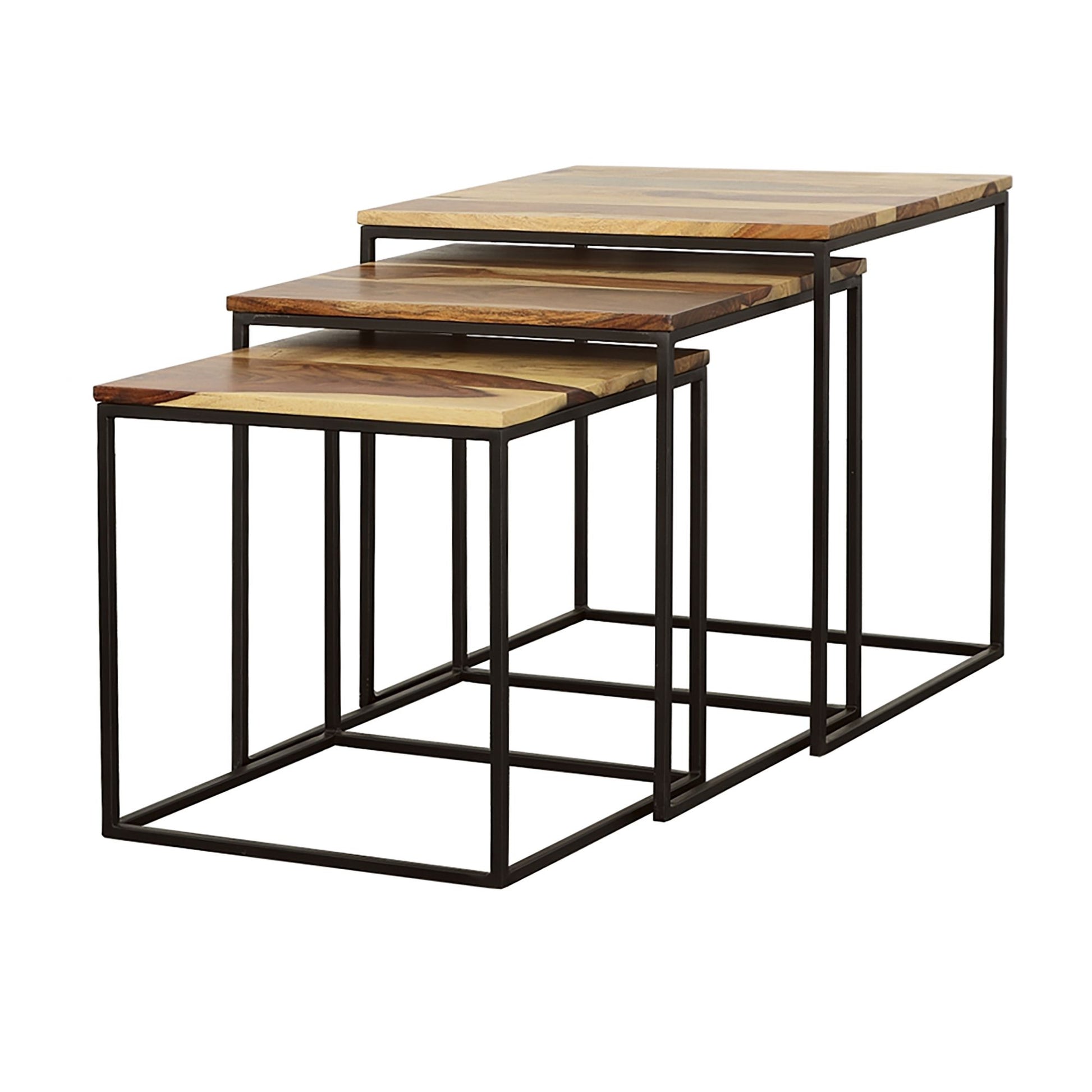 Natural and Black 3-piece Nesting Table image 3