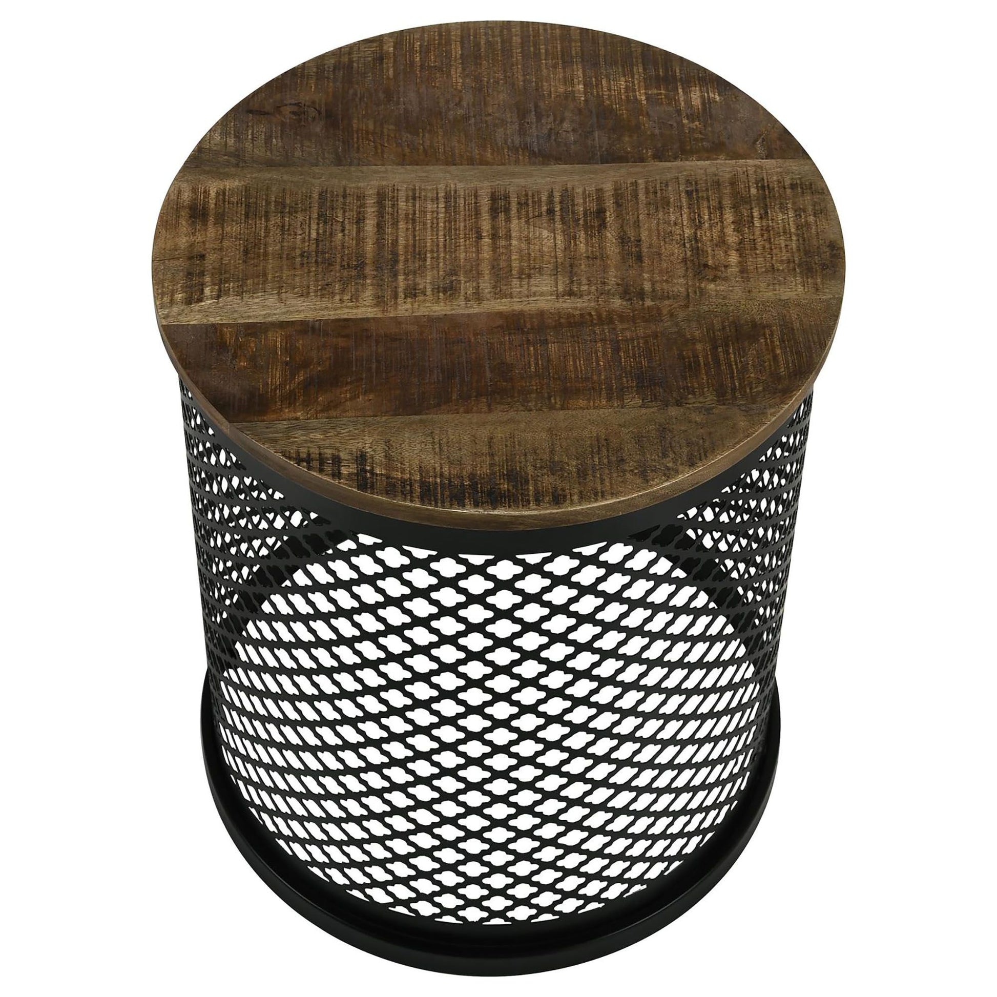 Natural and Black Drum Base Accent Table image 3
