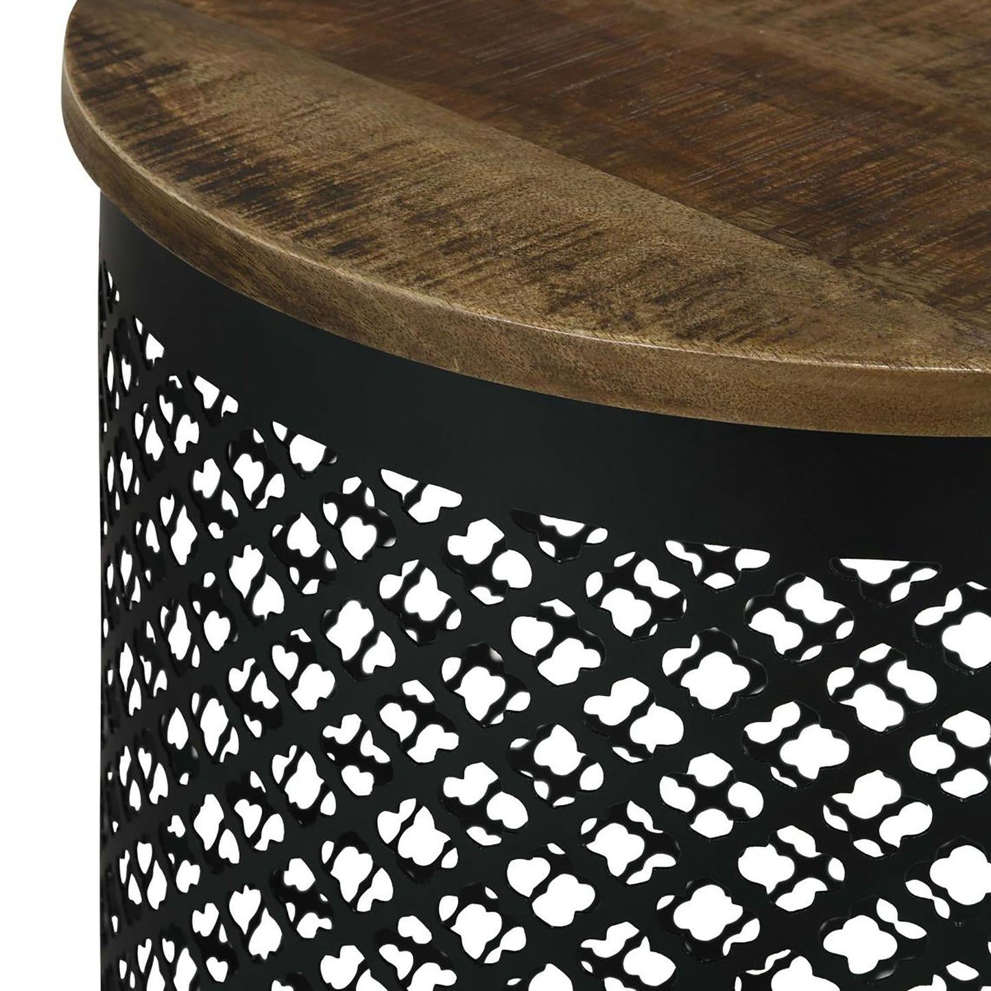 Natural and Black Drum Base Accent Table image 6