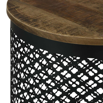 Natural and Black Drum Base Accent Table image 6