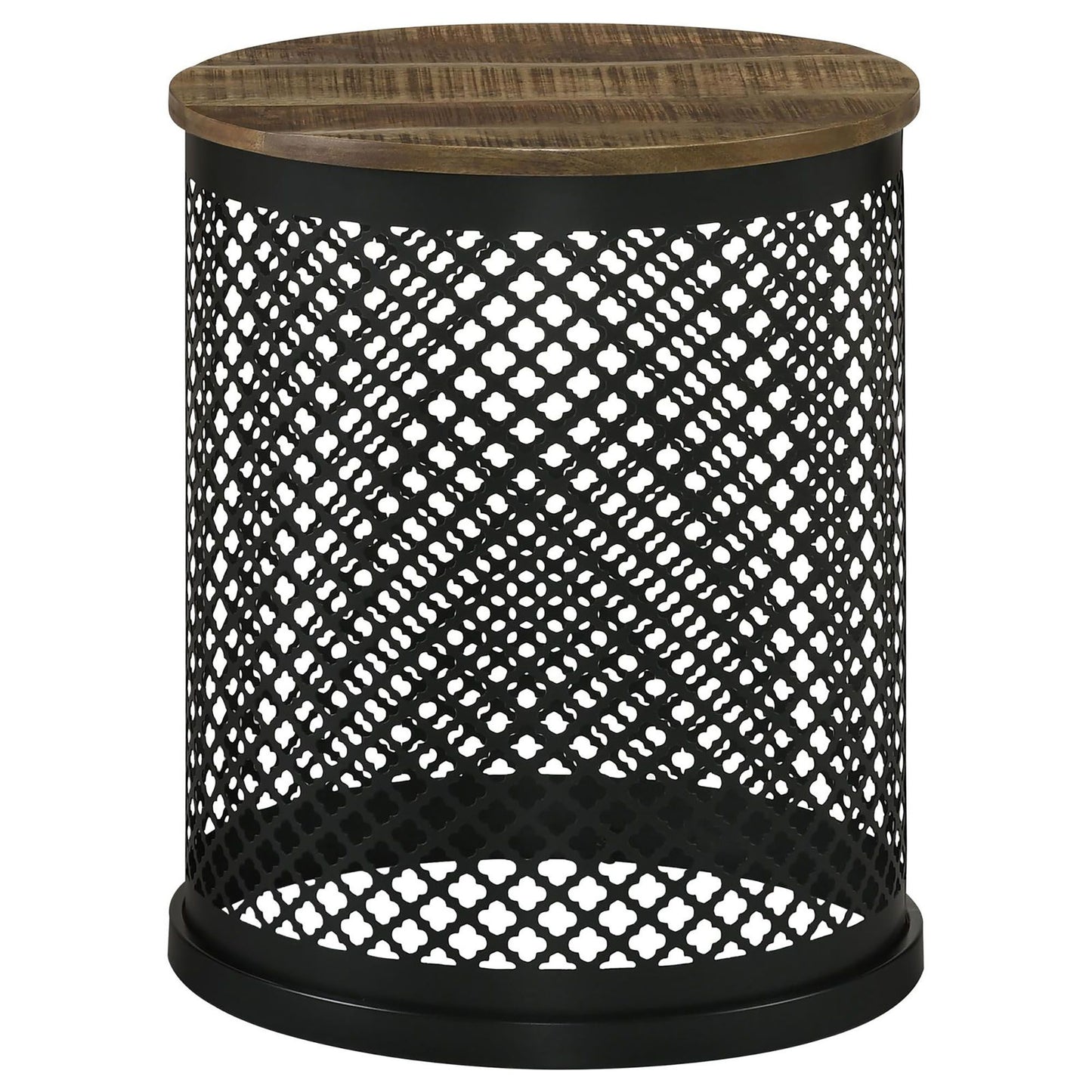 Natural and Black Drum Base Accent Table image 2