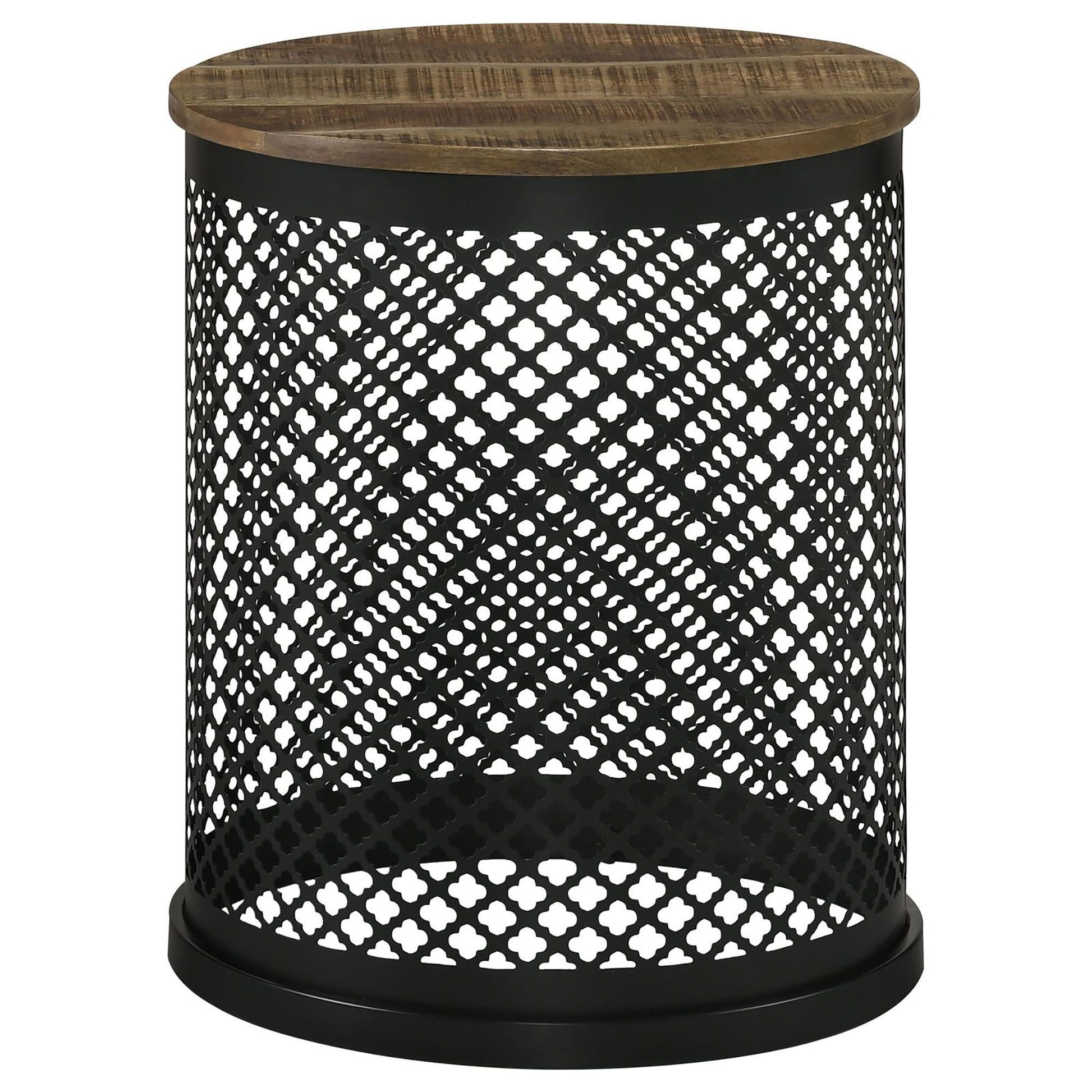 Natural and Black Drum Base Accent Table image 2
