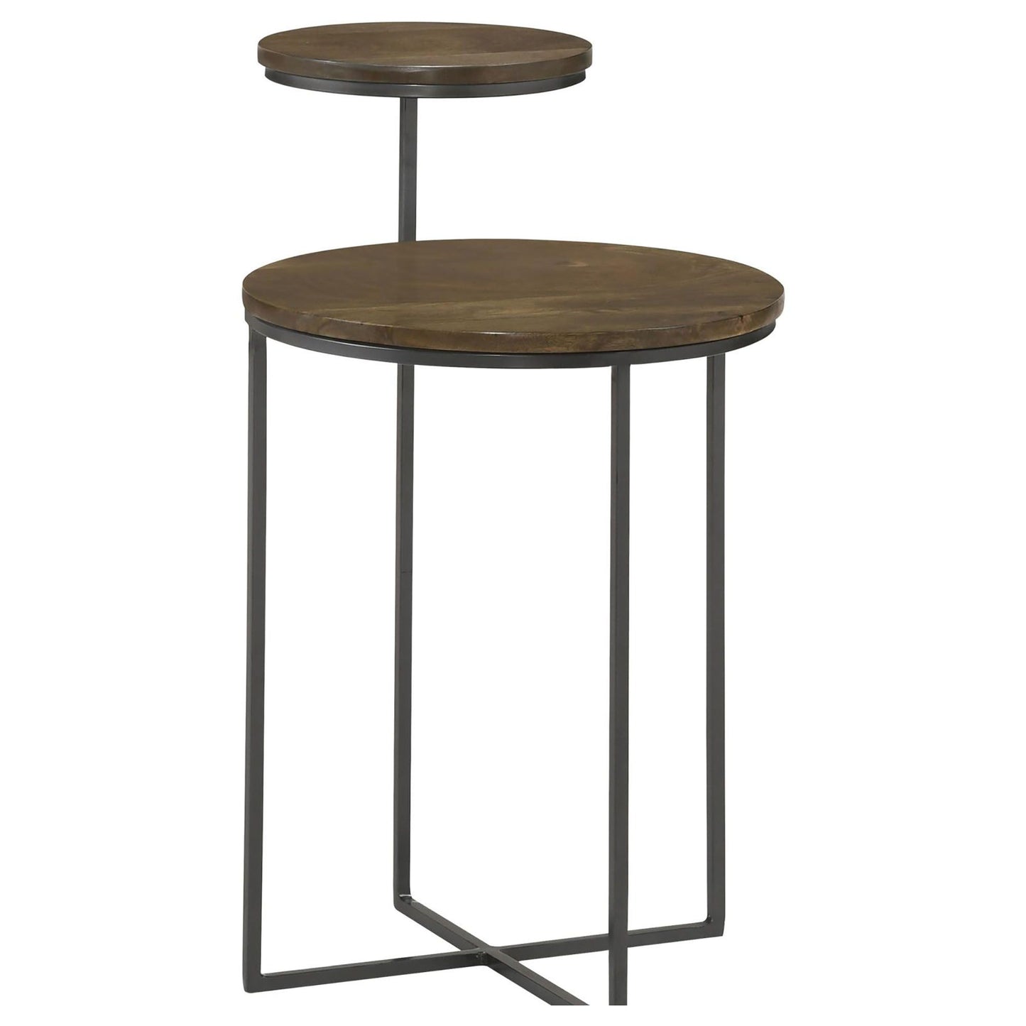 Natural and Gunmetal 2-Tier Accent Table image 3