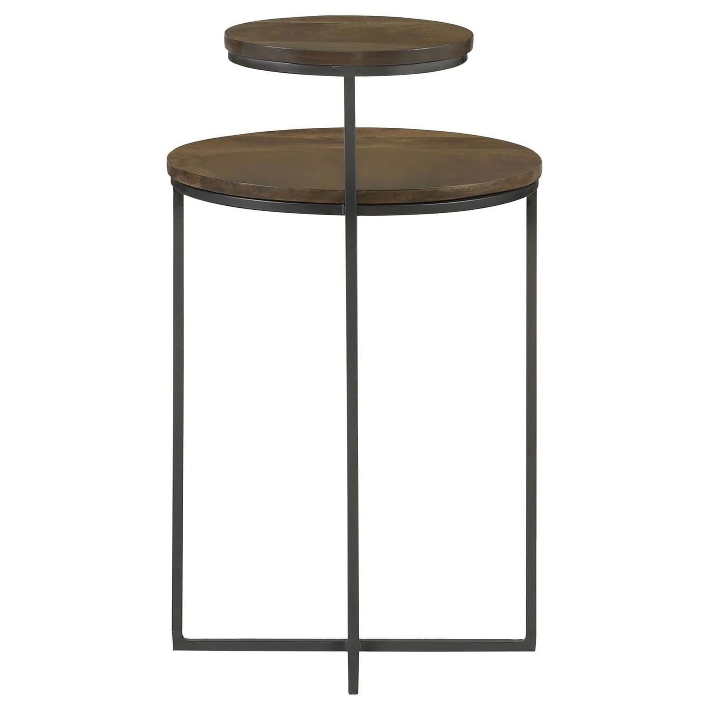 Natural and Gunmetal 2-Tier Accent Table image 4