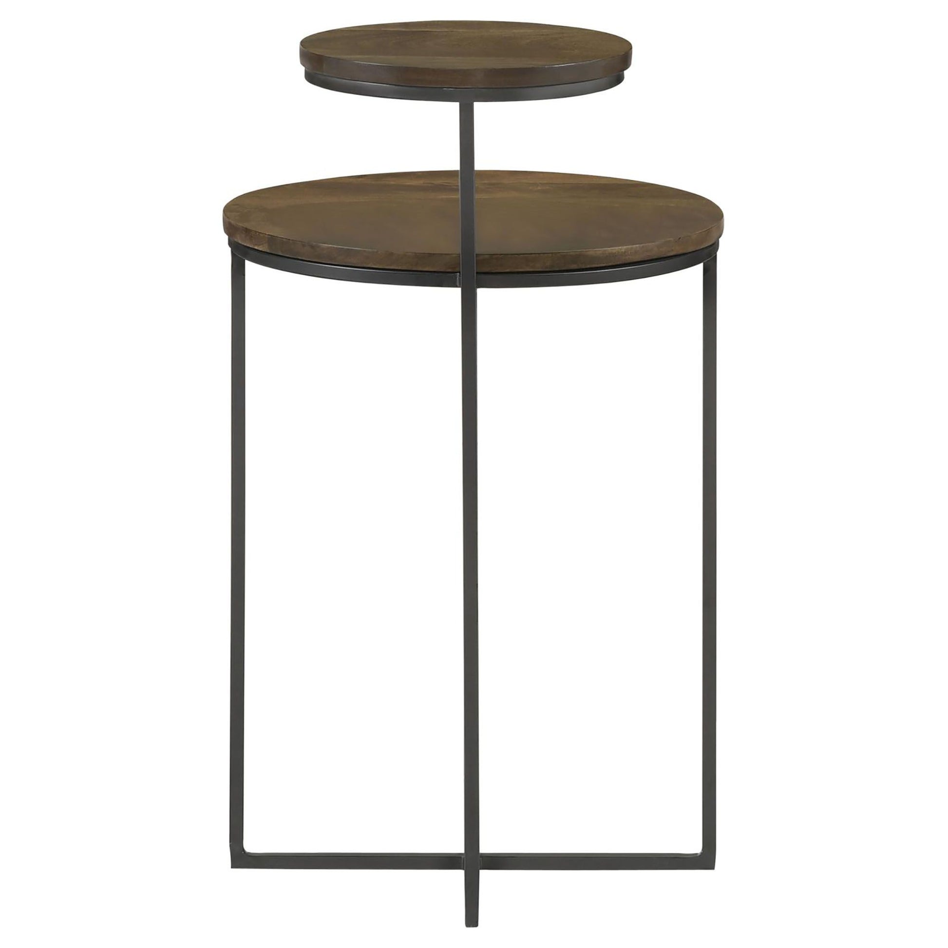 Natural and Gunmetal 2-Tier Accent Table image 4