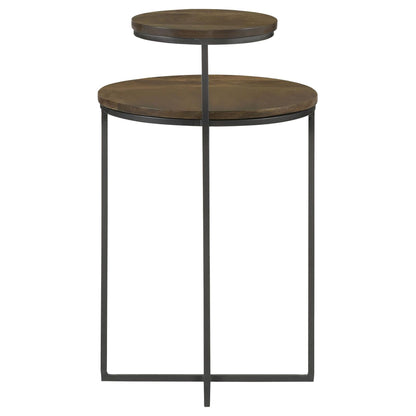 Natural and Gunmetal 2-Tier Accent Table image 4