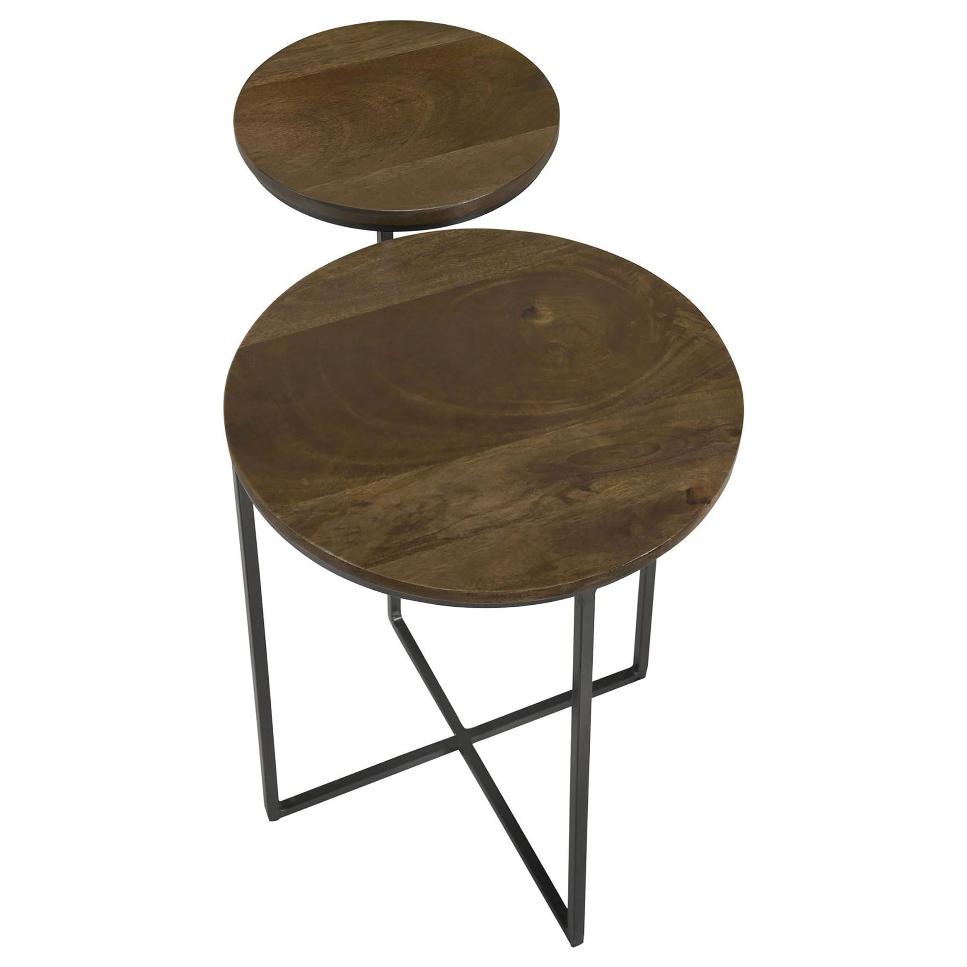 Natural and Gunmetal 2-Tier Accent Table image 5