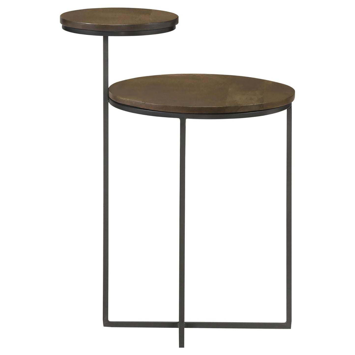 Natural and Gunmetal 2-Tier Accent Table image 2