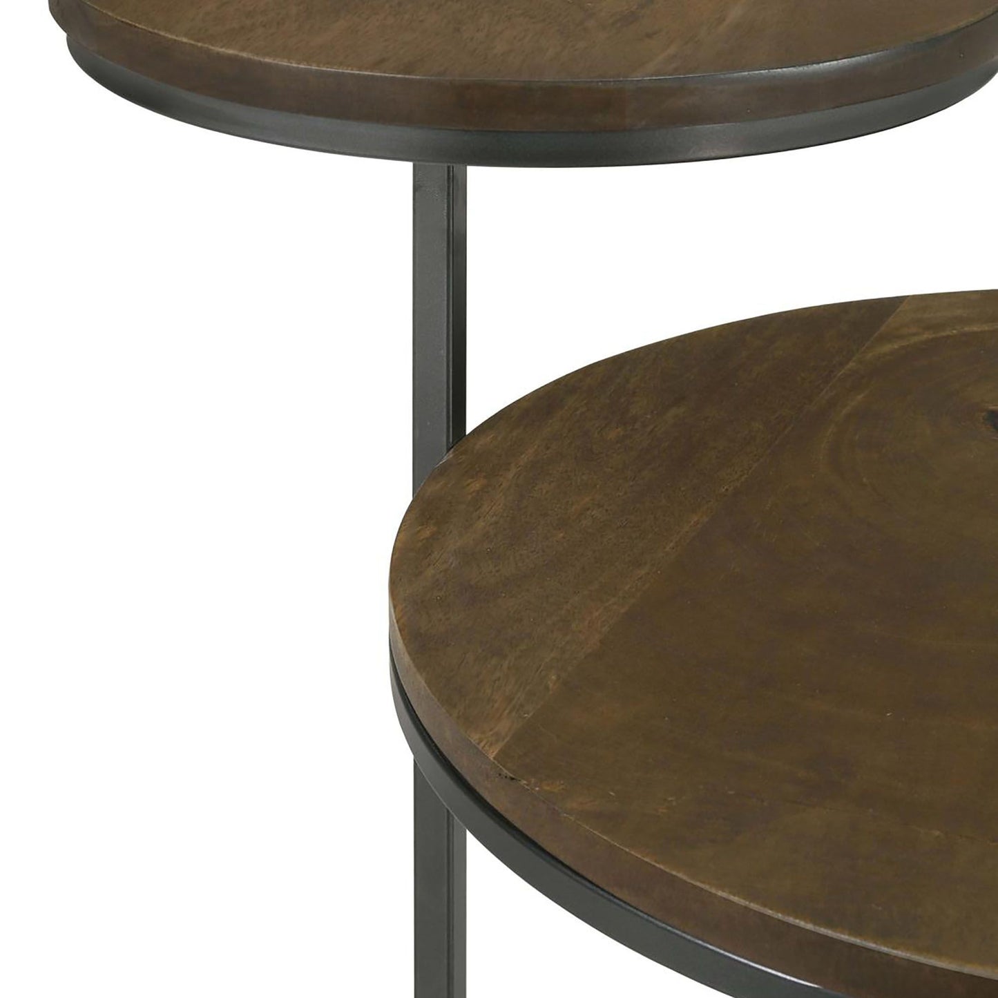 Natural and Gunmetal 2-Tier Accent Table image 6