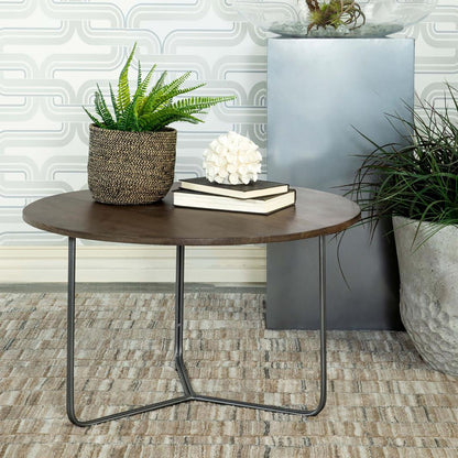 Natural and Gunmetal Top Accent Table image 1