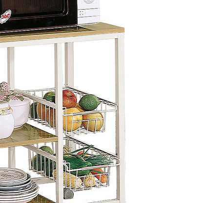 Natural Brown and White Kitchen Cart image 4