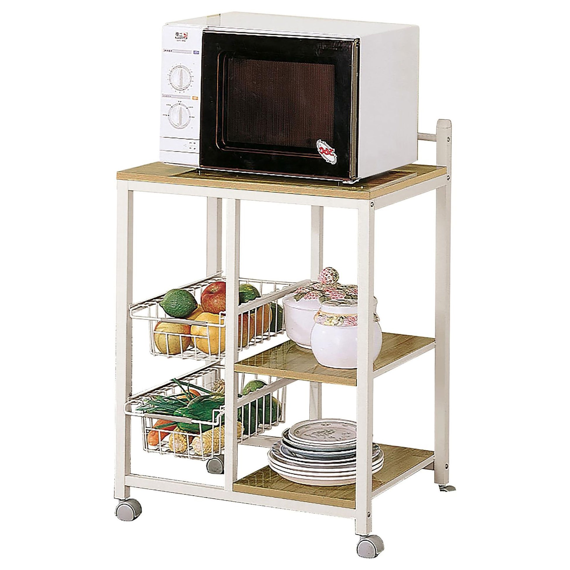 Natural Brown and White Kitchen Cart image 3