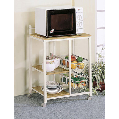 Natural Brown and White Kitchen Cart image 1