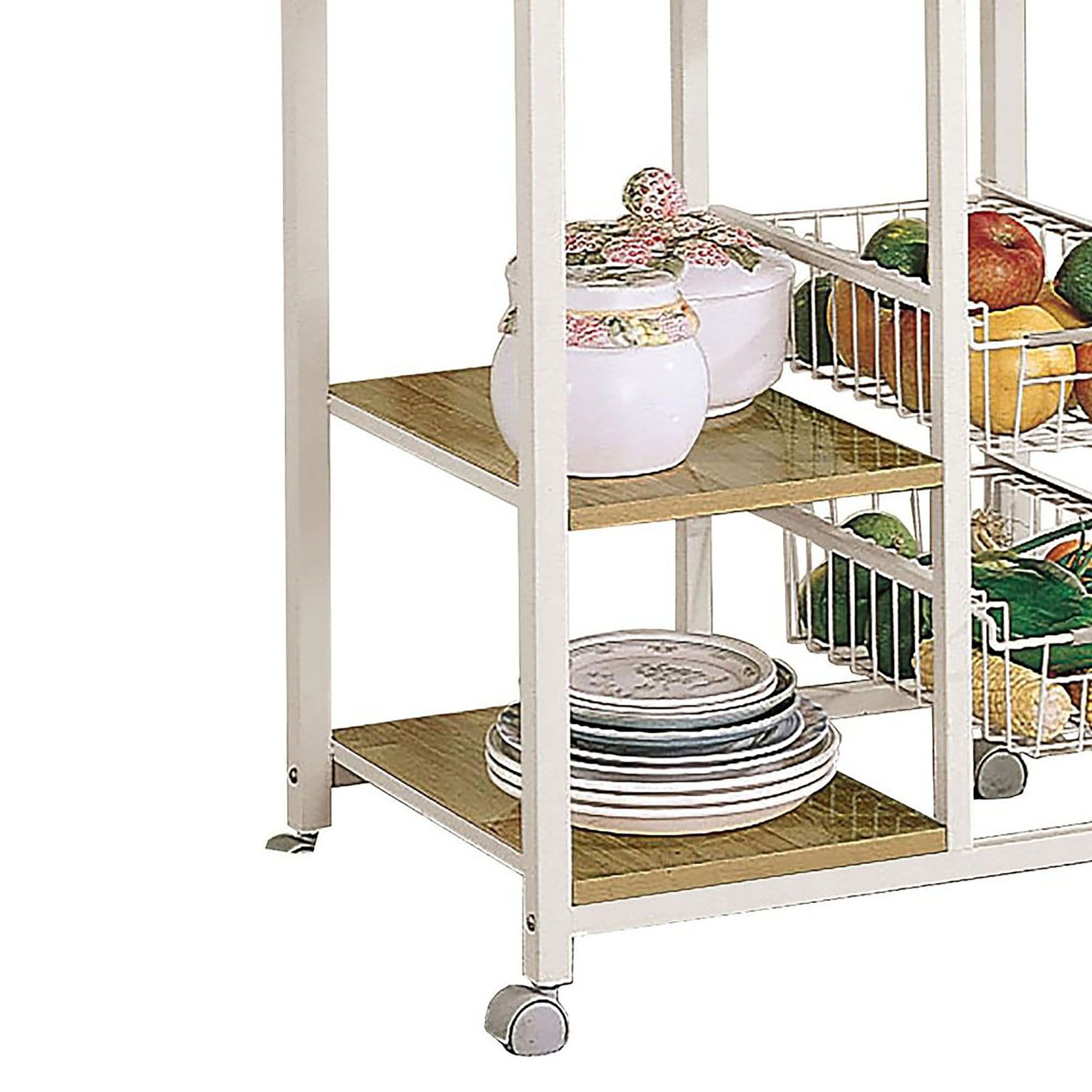 Natural Brown and White Kitchen Cart image 5