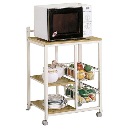 Natural Brown and White Kitchen Cart image 2